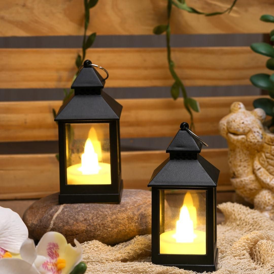 AURA NOCTURNE – Artisanal LED Hanging Lanterns (Set of 2)