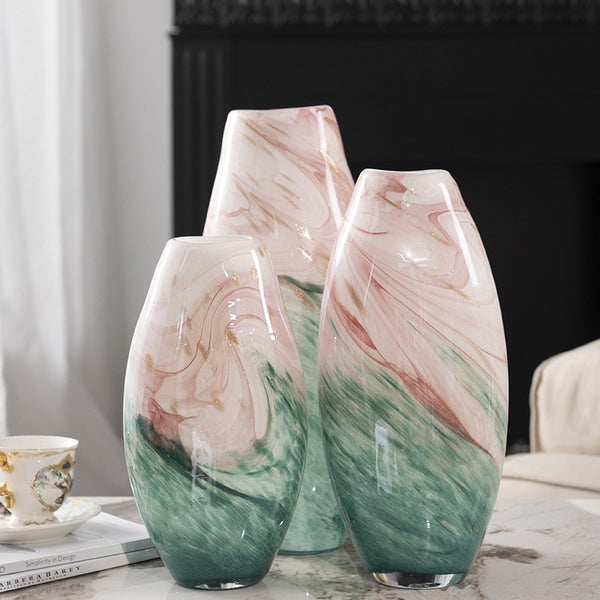 Rhyolite Handmade Glass Vase Ornament For Living Room And Model Apartment Decorations