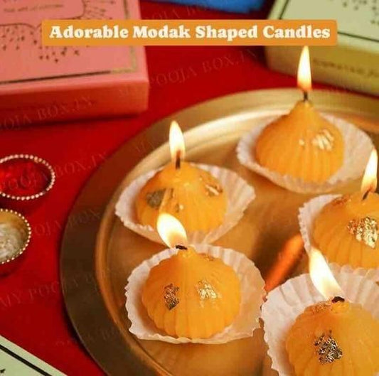 Auraṇik Modak Flame – Artisanal Diwali Candle Set of 4