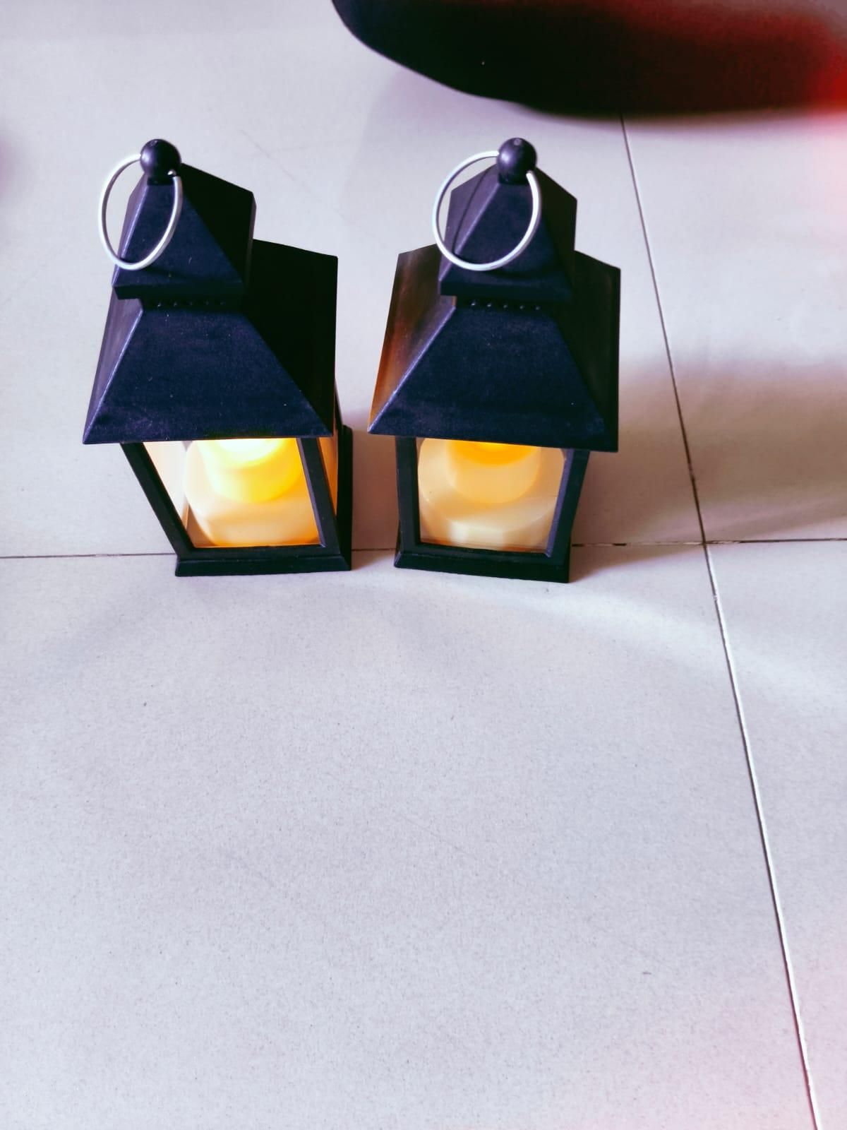AURA NOCTURNE – Artisanal LED Hanging Lanterns (Set of 2)