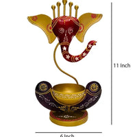 DEVAYAN – Artisanal Ganesha Tealight Holder in Antique Finial Meta