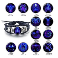"CELESTIAL GUARDIAN – Zodiac Prayer Bracelet in Black Leather & Alloy