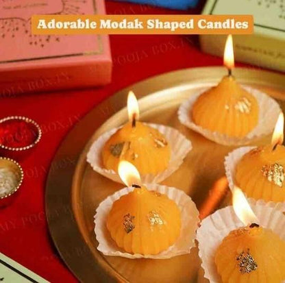 Auraṇik Modak Flame – Artisanal Diwali Candle Set of 4