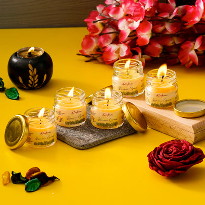 ZENITH VERVE Lemongrass Infusion Mini Jar Candle Collection - Set of 5