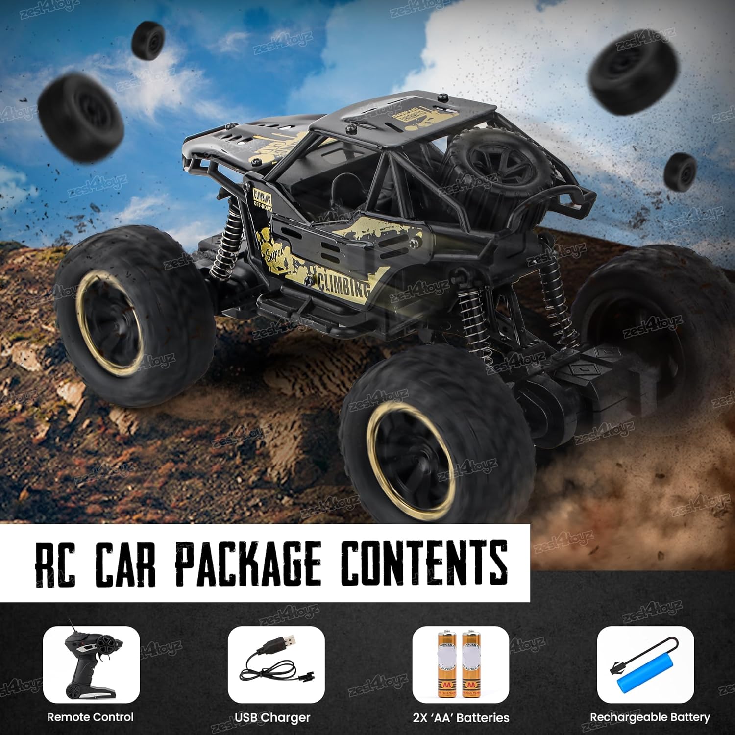 Remote Controlled  Rock Crawler Monster Truck Toy Vehicle for Kids.