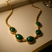 Oval Green Crystal Pendant Necklace Set With Bracelet