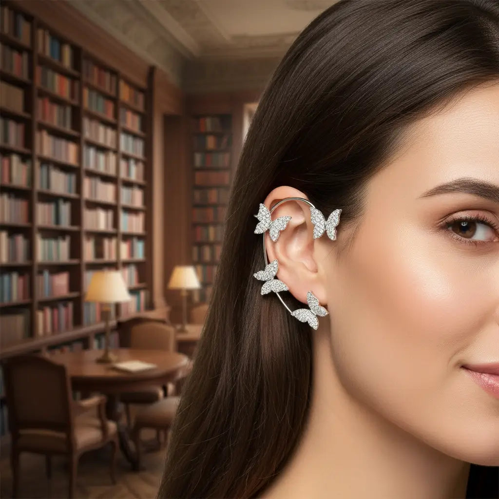 Stylish Butterfly Ear Crawler Cuff Earrings